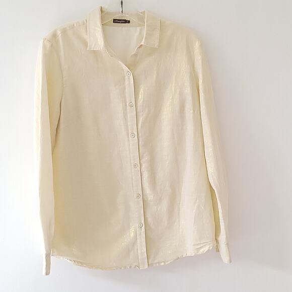 J. McLaughlin Button Front Shirt Metallic Iridescent Career Women Small - Picture 9 of 12